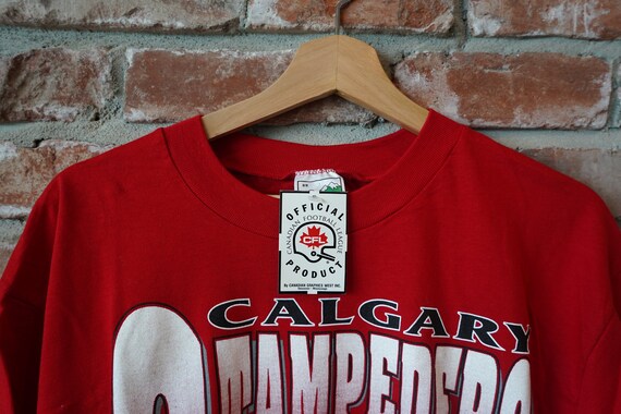 Vintage nwt 90s Calgary Stampeders CFL Red T-Shir… - image 3