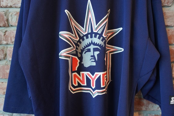 VTG 90s CCM New York Rangers Lady Liberty Logo Blue Alternate Hockey Jersey  L