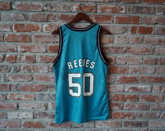 Vintage Champion Vancouver Grizzlies 90s Signed Autograph Bryant Big Country Reeves #50 Basketball Jersey NBA deadstock - Size 40 Medium M