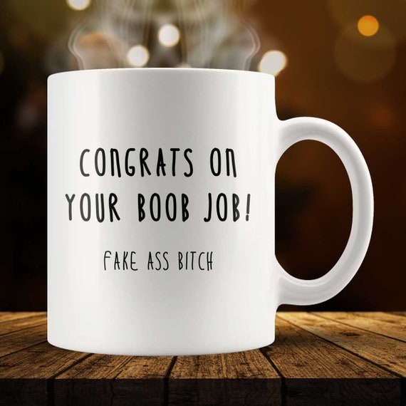 congrats-on-your-boob-job-mug-funny-boob-job-gift-etsy