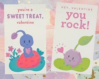 Pikmin Printable Valentine Cards-4 Illustrated Designs