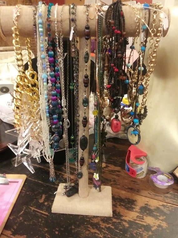 Necklaces and rack