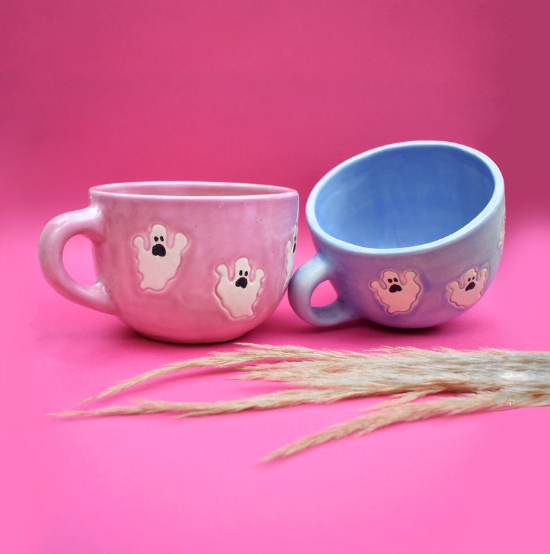 Ceramic ghost mug, holiday decor, handmade ceramics, coffee cup, spooky season, personalized mug, autumn decor, holiday gift, gift, spooky image 2