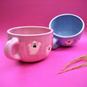 Ceramic ghost mug, holiday decor, handmade ceramics, coffee cup, spooky season, personalized mug, autumn decor, holiday gift, gift, spooky image 6
