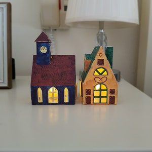 DIY-Geschenkset mit zwei Häusern - Dekoration für das Haus. Vintage Style Lightup Bastelset