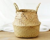 Woven Natural Seagrass Storage Basket, Handwoven 39 Belly 39 Plant Basket, Belly Basket, Wicker Basket, Home Decor Basket, Wicker Planter