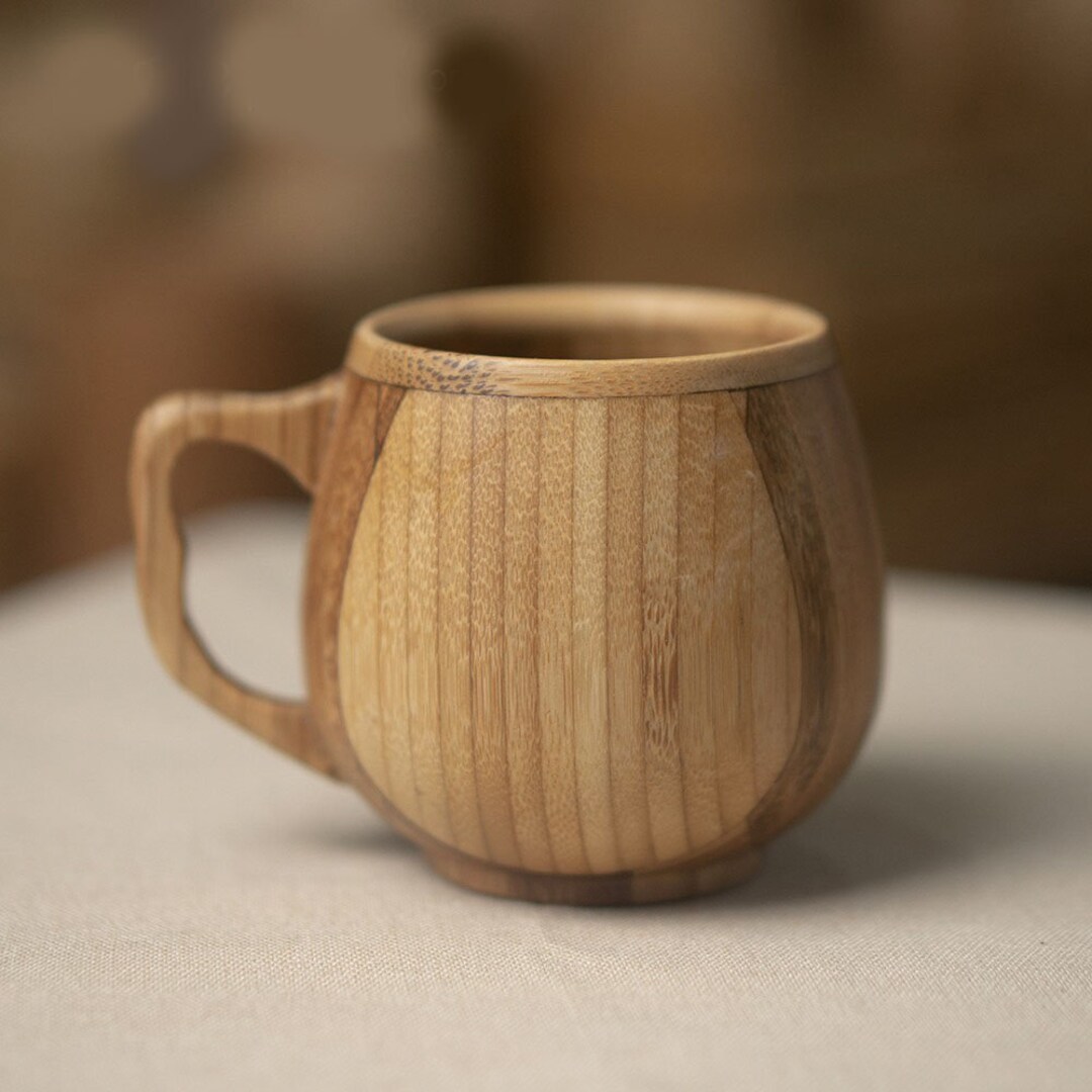 Bamboo Cup With Handle Bamboo Tea Cup Bamboo Coffee Cup Etsy