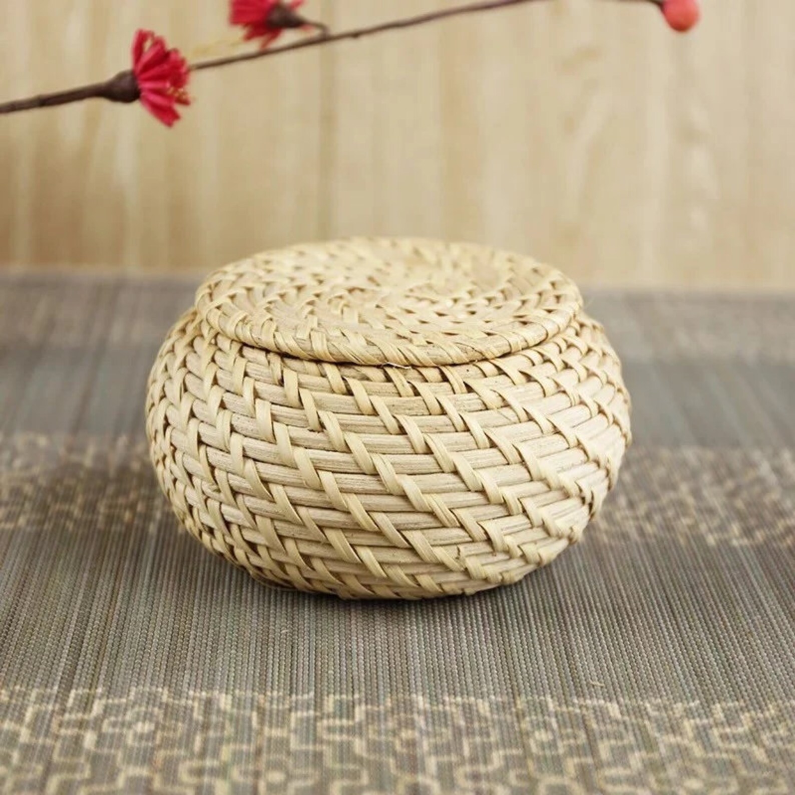 Round Rattan Basket With Lid Rattan Bowls With Lid rattan Etsy