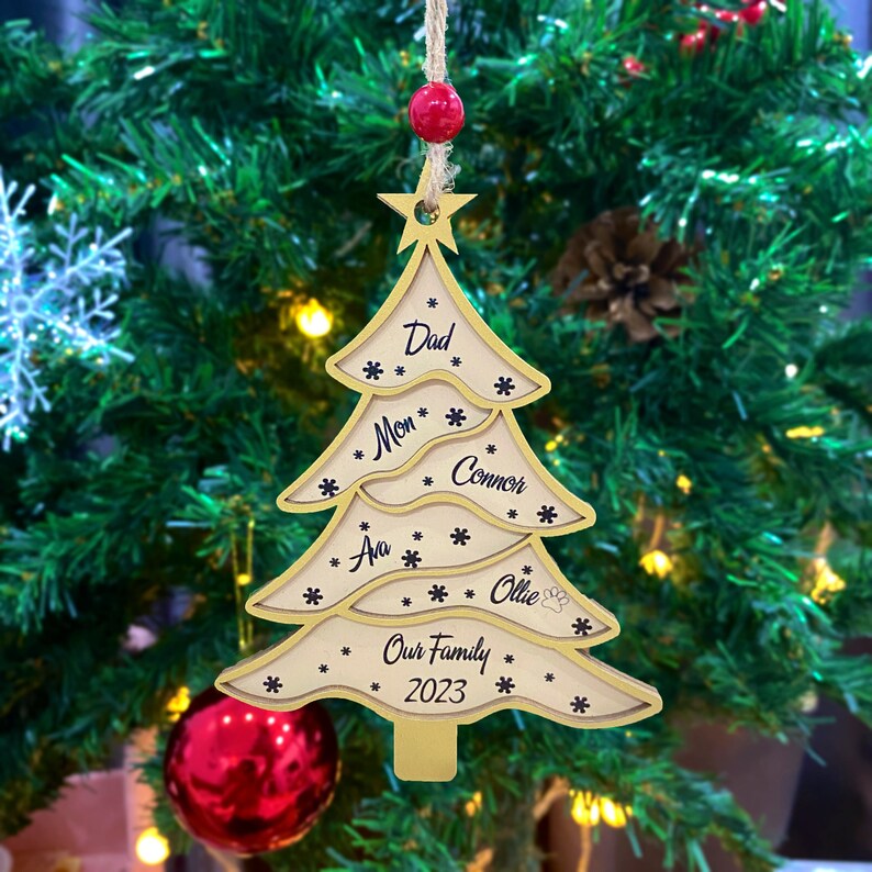 Personalized Christmas Family Tree Ornament Family Name Etsy