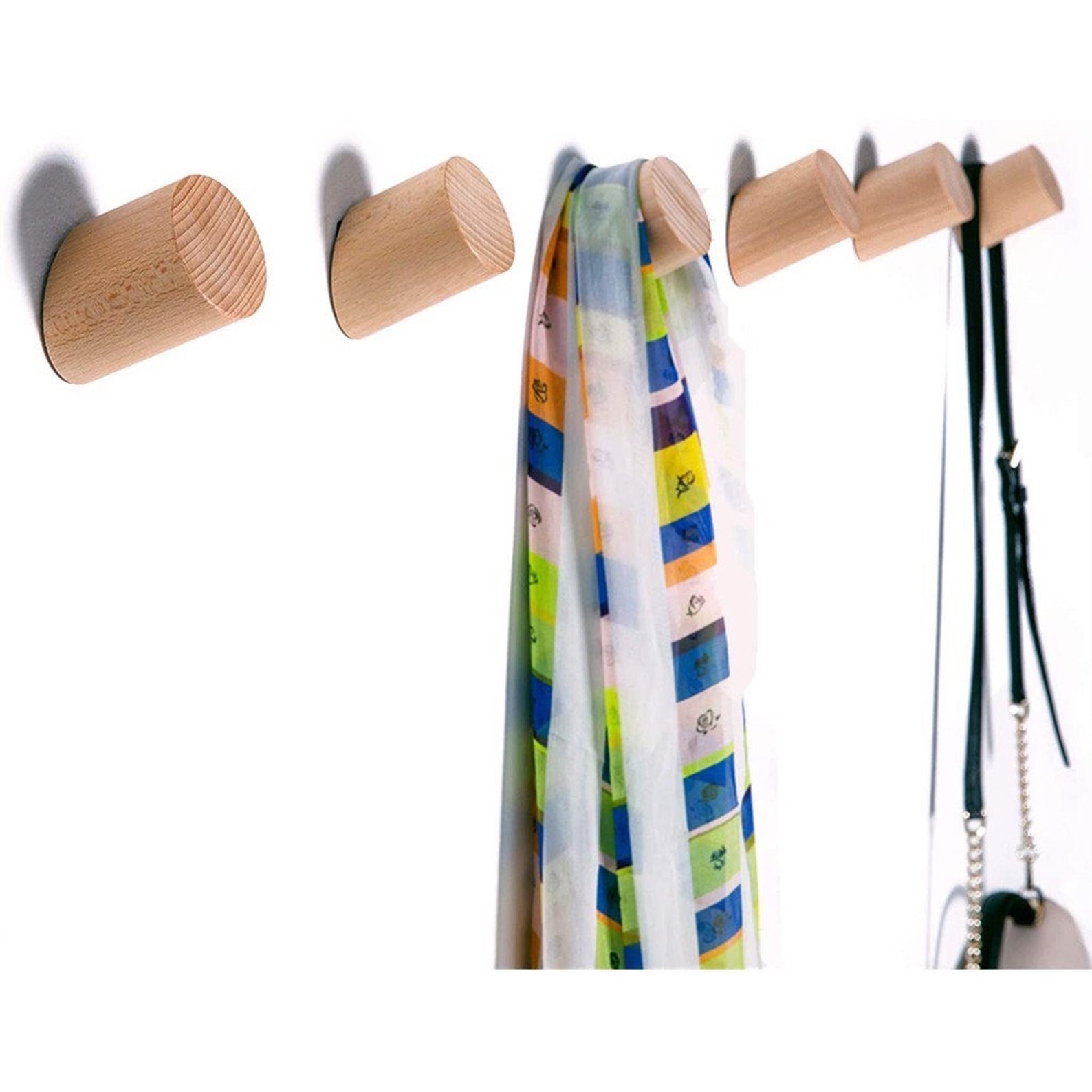 Wooden Wall Hooks Floating Peg Hooks Set Coat Wall Hooks Etsy