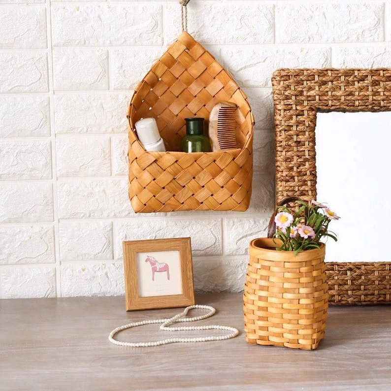 Wall Hanging Wicker Basket Wall Decor Basket Rattan Basket Etsy
