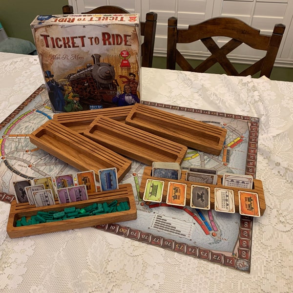 Solid Oak game trays for pieces/tokens/cards Gift for family/friends; organization for each piece on your table
