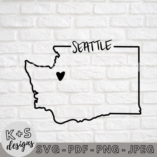 Seattle, WA SVG, Digital Cut File, Cricut svg, Cameo svg, svg, jpeg, pdf, png, cities, states, i love my town