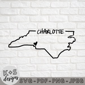 Charlotte, NC SVG, Digital Cut File, Cricut svg, Cameo svg, svg, jpeg, pdf, png, cities, states, me encanta mi ciudad