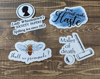 Bridgerton vinyl stickers, Lady Whistledown stickers, waterproof stickers, laptop decal, Hydroflask decal, Netflix Show art