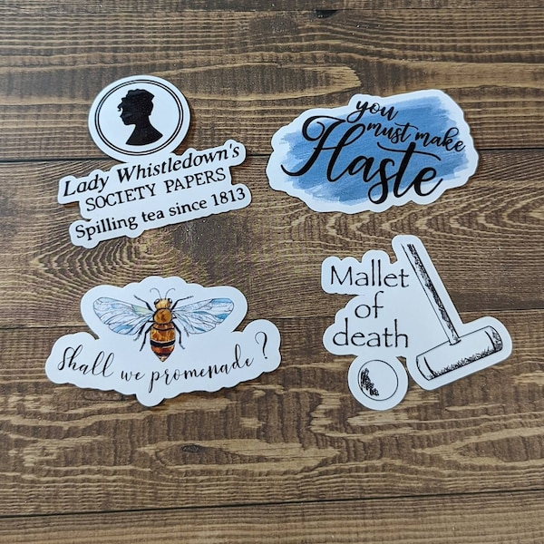 Bridgerton vinyl stickers, Lady Whistledown stickers, waterproof stickers, laptop decal, Hydroflask decal, Netflix Show art