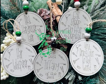 Hairdresser Ornament Set, Hair Stylist Ornament Set, SVG,  Laser Tested SVG, Glowforge File, Laser File