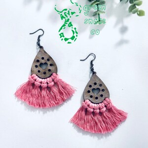 Heart Macrame Dangle Earrings File - SVG File - Fast Cut - Glowforge Ready - INSTANT DOWNLOAD - Glowforge Earring File