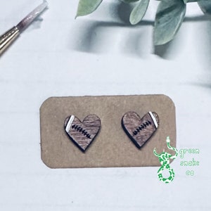 Football Heart Earrings File - SVG File - Scored Stud - Glowforge Ready - INSTANT DOWNLOAD - Glowforge Earring File
