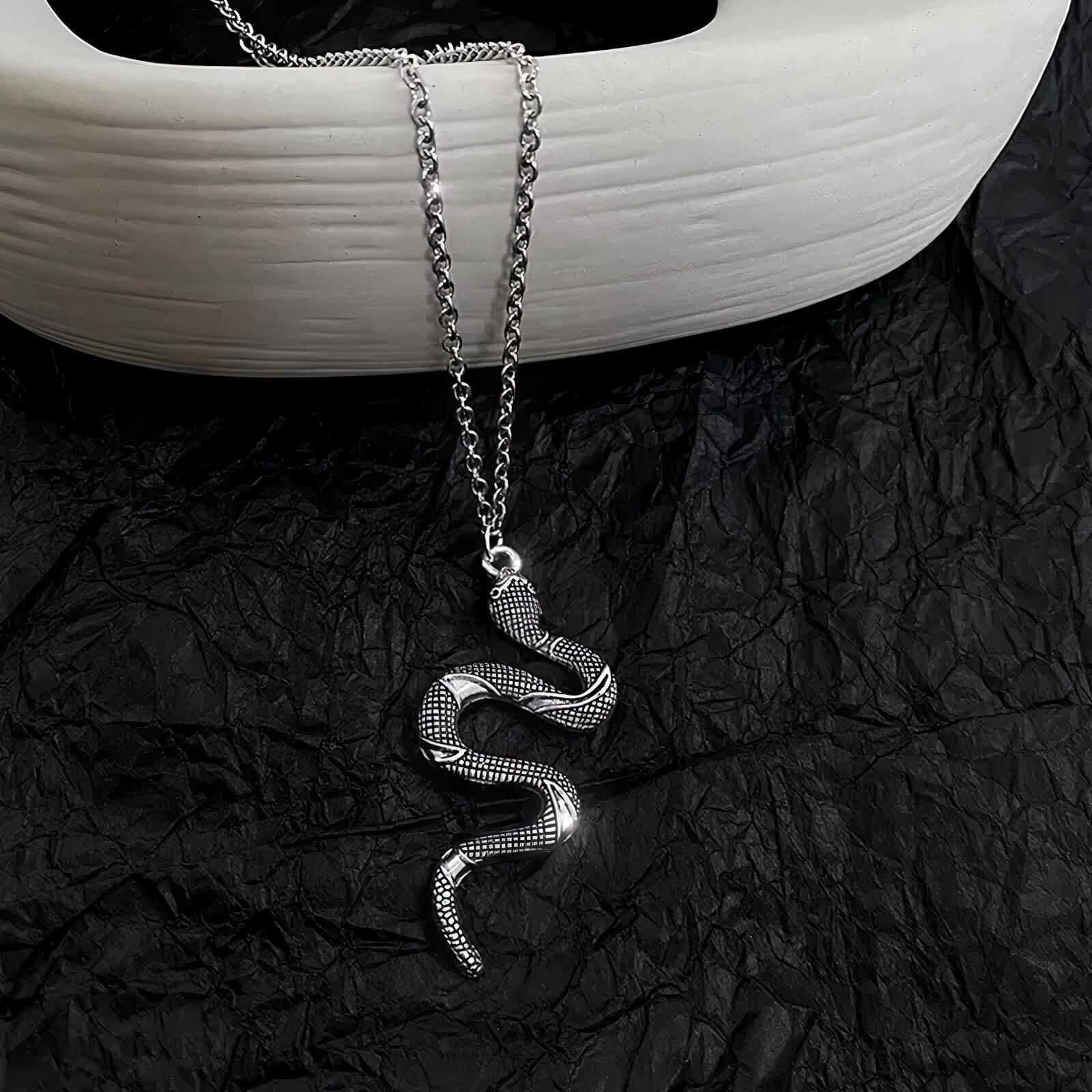 Silver Snake Necklace Modern Snake Punk Grunge Jewelry | Etsy