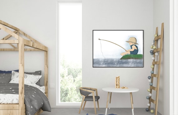 Fishing Nursery Decor, Fish Nursery Decor, Boy Fishing Room Decor, Fish  Print, Fish Wall Art Nursery, Fishing Boy- Light