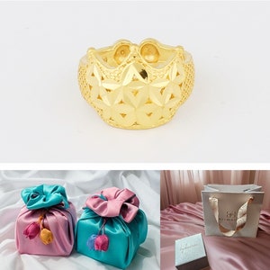 Personalized Custom Baby Birthday Gold Ring 24K .999 Pure 1.875g 3.75g w/Silk Pouch Korean 1st Ring 돌반지