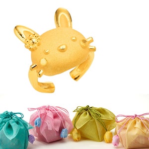 Baby Birthday Gold Ring Gift 24K .999 Pure 1.875g 3.75g Korean 1st Ring Bunny Rabbit 돌반지