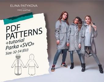 Parka "SVO"- women. Size 32-54 patterns - women, Clothes Pattern, pattern pdf - a4 + tutorial