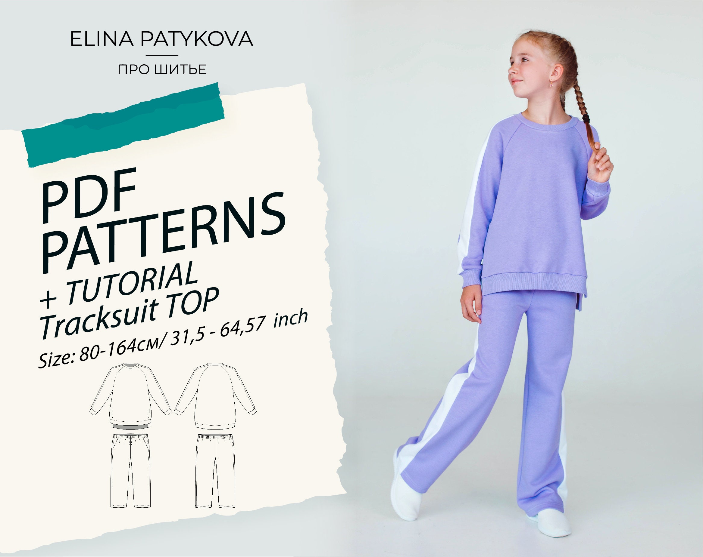 Tracksuit TOP size 31.564.57 patterns girls Etsy