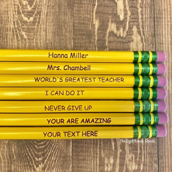 Custom Pencils Personalized Engraved Pencil Teacher Appreciation Week Gift Christmas Stocking Stuffer Set of 6 12 24 School supply Child
