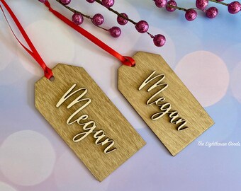 Personalisierte Holz Weihnachten Geschenkanhänger Strumpf Name Socken Tags Geschenkverpackung