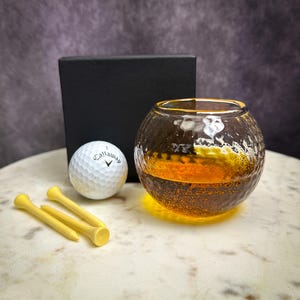 Personalized Golf Ball Whiskey Glass Gift Set Engraved Golf Rocks Glass with Initials Kit Gifts for Golfers Tees Custom Golf Gift Set Box