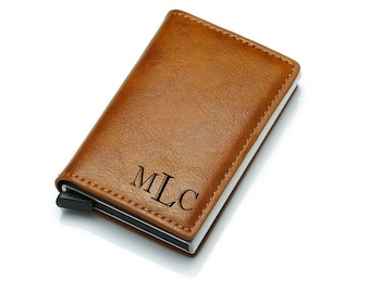 Portefeuille homme cadeau personnalisé pour lui cadeau homme d'honneur mari anniversaire monogramme portefeuille petit ami portefeuille pour homme gravé Pop-Up carte portefeuille