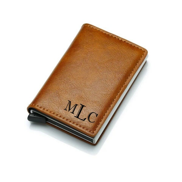 Men Wallet Personalized Gift for Him Groomsman Gift Husband Anniversary Monogram Wallet boyfriend wallet for men Engraved Pop-Up Card Wallet