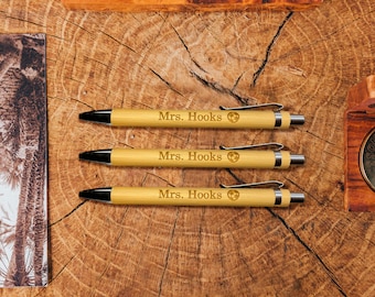 Personalized Teacher Pen Wood Ballpoint Pen Back to school Custom Engraved Bamboo Pen Graduation Gift Perfect Personalized Pen Teachers Gift