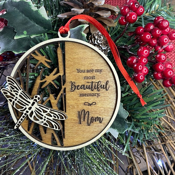 Personalized Christmas Memorial Ornament, Customized Gift, Cardinal, Hummingbird, Butterfly, Dragonfly, Sailboat, Dove Remembrance Gift,