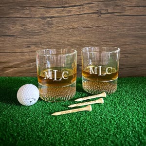 Personalized Whiskey Glasses Golf Ball Bottom Custom Whiskey Glass Set Engraved Bar Glasses Engraved Bourbon Glasses Golf Gift Groomsmen