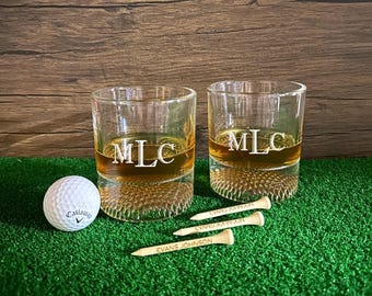 Spersonalizowane szklanki do whisky z dnem w kształcie piłki golfowej Spersonalizowany zestaw szklanek do whisky Grawerowane szklanki do baru Grawerowane szklanki do bourbona Prezent golfowy dla drużbów