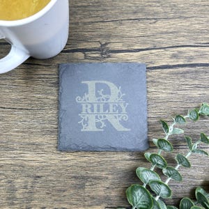 Personalized Slate Coasters - Monogrammed Anniversary Gift, Set of 4