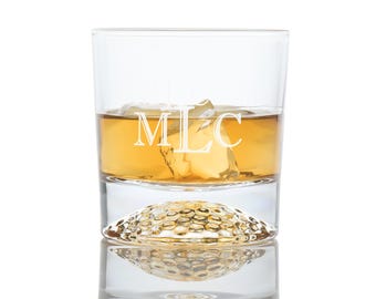 Personalized Whiskey Glass Set, Golf Ball Bottom, Engraved Bourbon Gift