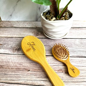 Toddler hairbrush bamboo hair brush girl hairbrush mother and baby personalized hairbrush gift