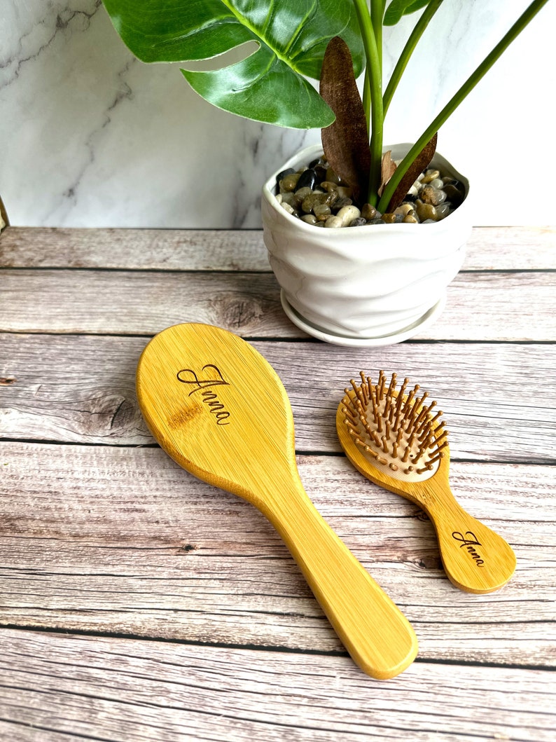 Toddler hairbrush bamboo hair brush girl hairbrush mother and baby personalized hairbrush gift