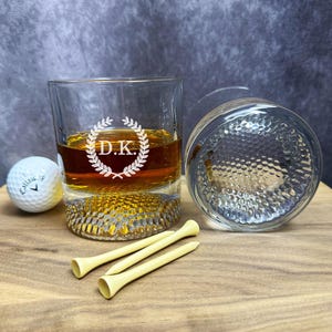 Personalized Whiskey Glasses Set - Golf Ball Shape Bottom Custom Whiskey Glass Set Engraved Bar Glasses Engraved Bourbon Glasses Gift Box
