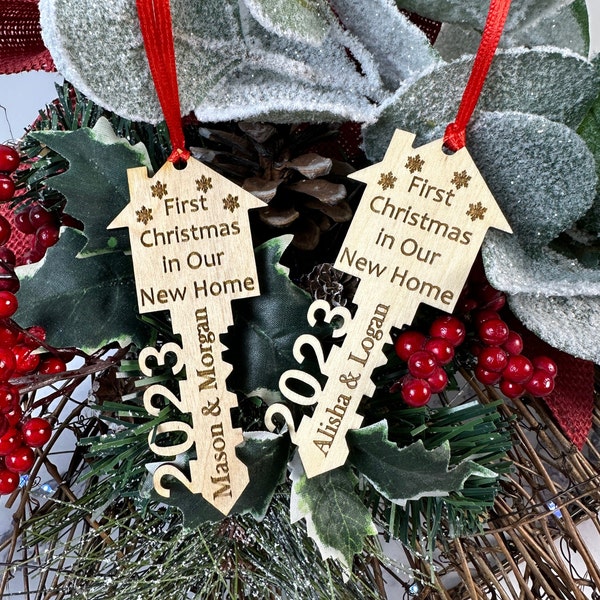 Personalized OUR First Home Christmas Ornament 2023 MY First Home Ornament Gift Custom Wooded Key Christmas Ornament Realtor Closing Gift