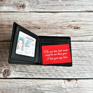 Tarjeta de billetera personalizada Regalo del día del padre Tarjeta de billetera de metal Tarjeta de billetera grabada Mensaje de amor Regalo Regalo de novio para él Regalo de aniversario