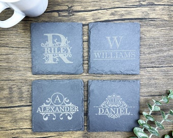 Custom Engraved Slate Coasters Personalized Gifts for Him Coaster Set  Housewarming Gifts Wedding Gifts Father Christmas Gifts Birthday Lux