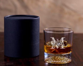 Personalized Whiskey Glasses Set Gift Box Golf Ball Bottom Custom  Engraved Bar Glasses Bourbon