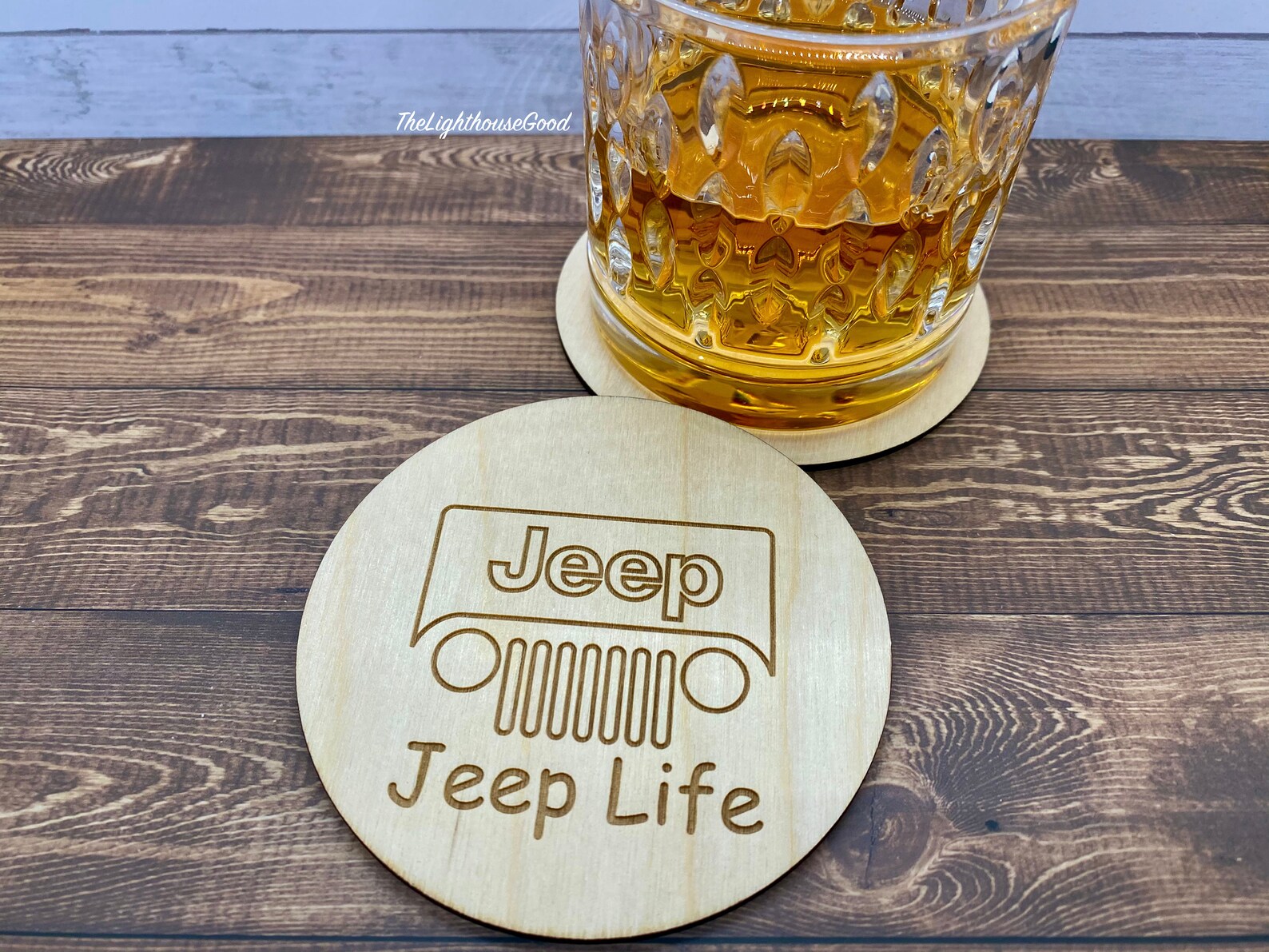 JEEP logo Wooden Coaster Set of 4 Engraved Coasters Drink Etsy