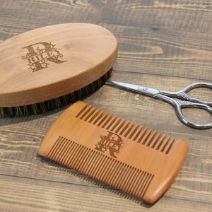 Wood Beard Comb Wooden Beard Brush Gift for Him Personalized Father Day Gift Barber Beard Kit Custom Boyfriend Valentines Day Gift Husband