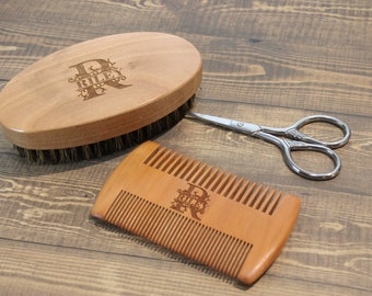 Wood Beard Comb Wooden Beard Brush Gift for Him Personalized Father Day Gift Barber Beard Kit Custom Boyfriend Valentines Day Gift Husband